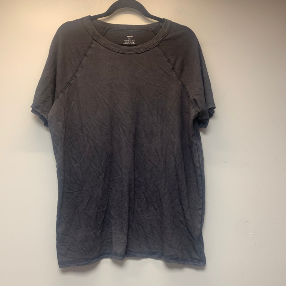 Aerie T-Shirt Women Small Charcoal Grey Excellent Raglan Slub Knit Cotton Tee